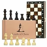 Schach Schachspiel Set klappbares Schachbrett mit Schachfiguren aus Holz 27 x 27 cm - Chess Board Spiel für Kinder und Erwachsene Reiseschach hochwertig und edel