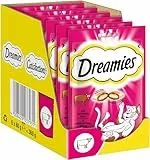 DREAMIES Katzensnacks - 6x60g - mit Rind - Traumhaft knusprige Katzen Leckerlies mit zarter Füllung