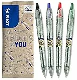PILOT - Pack of 4 B2P ECOBALL 1mm - Gel ink roller ball pen - Medium - Begreen - Assorted colors - Black, Blue, Red, Green