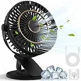 COZII Mini Ventilator, USB Ventilator Leise Clip Ventilator Tischventilator mit LED-Anzeige, 720° Drehung & 5 Geschwindigkeiten, 16cm Tragbarer Ventilator für Zuhause, Büro, Kinderwagen, Outdoor
