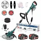 Rasentrimmer mit Akku 21V, 4 in 1 Akku Rasentrimmer für Makita Akkus, Rasentrimmer mit Unkrautbürste, Freischneider & Motorsense inkl.TAP-N'-GO Fadenkopf, 2 X 4.0Ah Akkus, 750W Bürstenloser Motor