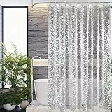EurCross Duschvorhang 180x190 cm mit Gewicht Magnet, Wasserdicht Duschvorhänge Transparent für Bad, Eva Antischimmel Vorhang für Badewanne mit 12 Ringe