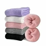 VoJoPi 5 Paar Thermosocken Damen, Dicke Wintersocken Kuschelsocken Weiche Atmungsaktive Wollesocken Einfarbig Haussocken Geschenke Socken für Damen, Größe 39-45