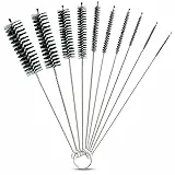JEFF® Reinigungsbürste [10er Set] Nylon mit Antikratz Tropfspitze - Die ideale Lösung für enge & schmale Stellen - Milchschlauchbürste für Kaffeevollautomat - Strohhalm Bürste