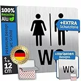 SCHILDERBOXX® WC Schild Selbstklebend - Toilettenschild Damen und Herren [12x12cm, 100% Alu, 3M Tape] – Türschild Toilette Aufkleber Tür, Gäste WC-Schilder, Toilettenschilder