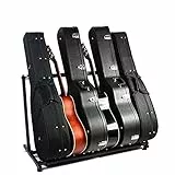 AYNEFY Gitarrenständer 5 Fach Gitarren Ständer Metall Gitarre Display Stand Universal Halterung Organizer Faltbare Rack für Akustik, Bass, E-Gitarre, Gitarrensammler
