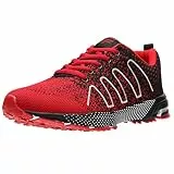 ASHION Turnschuhe Herren Sneaker Laufschuhe Sportschuhe Atmungsaktiv Sneaker Leichte Straßenlaufschuhe,B Rot,44 EU