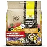 Neudorff NeudoHum BlumenErde 10L Bio - Torffreie Zimmerpflanzen Erde für Innen und Außen - fördert kräftige Blumen und viele Blüten