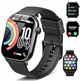 Smartwatch Herren Damen, 1.96' HD Fitnessuhr mit Telefonfunktion Smart Watch mit SpO2 Pulsuhr Schlafmonitor Schrittzähler Uhr, 110+ Sportmodi Fitness Tracker IP68 Wasserdicht Sportuhr für Android iOS