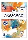 Clairefontaine 975721C - Packung mit 3 Aquarellblöcken Goldline Aquapad A4 geleimt, 50 Blatt weiß 300g, mittlere Körnung, 1 Pack