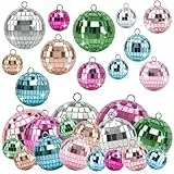 Discokugel Deko, Kaluofan 25 Stück Farbig Spiegelkugel, Mini Discokugel Rosa Blau Grün, Deko Discokugel, Kleine Discokugeln zum Aufhängen für Weihnachtsbaum Hochzeit Home Party Geburtstagsfeier Deko