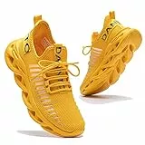 DANNTO Laufschuhe Herren Turnschuhe Damen Sneaker Leichte Atmungsaktiv rutschfeste Sportschuhe Gym Fitness Outdoor Schuhe Fashion Straßenlaufschuhe Gelb 44