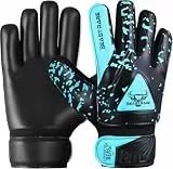 BEAST RAGE Torwarthandschuhe für Kinder Jungen Jugend,Fußballtorwarthandschuhe Kinder mit doppelter Handgelenkstütze,Starker Grip gepolsterte (Aqua, Größe 5 geeignet für 9 bis 12 Jahre alt)