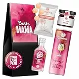 Corasol Feinkost Geschenkset Hugo-Mix - Beste Mama mit Hugo Secco, Kir Royal Konfitüre, Rosenkuss-Likör, Bellini Style Bonbons