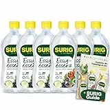 SURIG Essigessenz 400ml mit 25% Essigsäure im 6er Set + Mini Guide - 100% pflanzlicher Essig zum Reinigen und Entkalken in Küche und Haushalt - Lebensmittelqualität zum Kochen und Einlegen