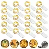 GAOUTO LED Lichterkette Batterie, 20 Stk 2M 20LED Micro Batterie-betrieben Kupfer Drahtlichterkette Weihnachtsbeleuchtung für Zimmer, Innen, Weihnachten, Außen, Party, Hochzeit, DIY