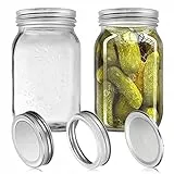 YUEYEE Einmachgläser 1L,Vorratsgläser mit Deckel, Mason Jars zum Gären, Einmachgurken, Tomaten,Marmelade,Lagerung Nudeln, Nüsse, Süßigkeiten und Bohnen,2 Stück Gläser mit zusätzlichen Deckeln