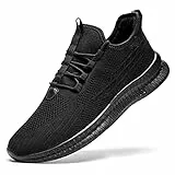 Linenghs Damen Sneakers Sport Running Walking Schuhe Laufschuhe Turnschuhe Freizeitschuhe Outdoor Licht Komfortabel Schuhe Atmungsaktiv Weich Schwarz EU 39