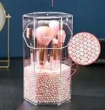 JMAHM Kosmetikorganiser Make up Pinselhalter Organizer Premium Acryl Staubdicht mit Perlen 2800 Partikel (Sechseck, Rosa Weiß)