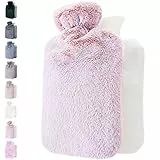 Qomfor Wärmflasche mit Bezug – Weicher Premium Flauschig Bezug – 1,8l groß Wärmeflasche für Erwachsene für Kuschelige Nächte, Schmerzlinderung, Rücken, Bauch, Schulter und Nacken - Rosa