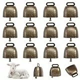 15 Stück Kuhglocke Handwerk Kuhglocke Klein Vintage Glöckchen Deko Glocken Ziegenglocke Kuhglocken Metall Tierglocken für Rinder Kuh Pferd Schafe