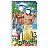 TOPJOWGA Hawaiianische Fotoausrüstung, Foto-Requisiten für Paare, Luau, Partyzubehör, Hawaii-Party-Dekoration, Foto-Requisiten, Luau Hawaiianisches Paar Fotokabine