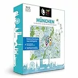 PuzzleMap München Puzzle Stadtplan - XXL 500 Teile - Mit Booklet & Faltkarte - 68x48cm Motivgröße - Reiseführer Geschenk Souvenir