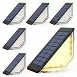 Solpex Solarlampen für Außen Garten, 33 LEDs Solar-Stufenleuchten, Wasserdichte Treppenleuchten Solarleuchten für den Außenbereich, Gartenbeleuchtung für Treppen, Stufen, Terrassen(6Stück, Warmweiß)