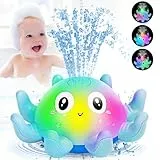 Jovicos Badewannenspielzeug, Oktopus Spray Wasserspielzeug mit Licht, Badespielzeug Baby ab 1 Jahr, Badewann Spielzeug Kinder Geschenk (Blau)