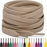 Miscly Flache Schnürsenkel, in verschiedenen Längen und Farben erhältlich (114 cm, Khaki)