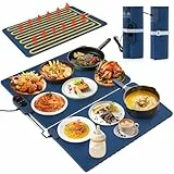 2 Pack Wärmespeicherplatte für Buffet, Warmhaltematte für Speisen für 8 bis 10 Gerichte, Warmhalteplatten Elektrisch mit 10H Timerfunktion