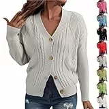 Generisch Strickjacke Kurz, Strickjacke Damen Große Größen, Cardigan Elegant Strickjacken Kurz Mit Knöpfen Herbst Winter Strick Pullover Jacke Langarm V-Ausschnitt Strickpullover Leichte Sweater