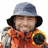 Comhats wasserdichte Winter-Fischerhüte für Herren und Damen, warme Fleece-gefütterte Regenhüte zum Wandern, Angeln und für kaltes Wetter im Freien, Winddicht, M/L, Marineblau