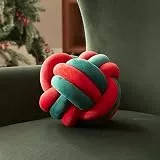 Sonive Rund Knotenkissen, 22cm Ball Dekokissen Zierkissen Aesthetic Sofakissen Deko Kissen für Stuhl Sofa Bett rot&grün