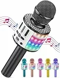 MicQutr Karaoke Mikrofon, LED Drahtloses Bluetooth zum Singen mit Lautsprecher, Spielzeug Kinder, Heim KTV Maschine, Tragbares Recorder für Android/iPhone/iPad/PC