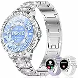 fitonyo Smartwatch Damen mit Telefonfunktion Diamond,1.32' Rund HD Smart Watch Damenuhr mit Anruffunktion,120+ Sportmodi Uhr für Damen IP68 Smart Watch für Android iOS,3 Bänder