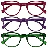 OPULIZE Pop Lesebrille 3er Pack Keck Rund Matt Rahmen Federscharniere Kratzfest Rosa Lila Grün Herren Damen RRR2-456 +1.50