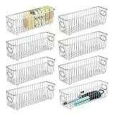 mDesign Bad Aufbewahrung – Badezimmer Organizer für die Aufbewahrung von Make-up und anderen Badartikeln – Aufbewahrungskorb aus Metall – 8er-Set – silberfarben