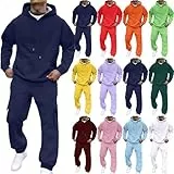 Generisch Jogginganzug Herren Trainingsanzug Sport Hoodie Und Jogginghose Set Sportanzug 2 Teiliges Jogging Anzug Tracksuit Atmungsaktiv Fitness Kleidung Männer Laufanzug Freizeitanzug Marine L