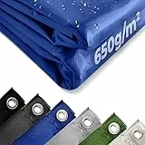 Jago® Abdeckplane - 650 g/m², 2x3/3x5/3x6/4x3/4x5/4x6/4x7/4x8/5x6/5x7/5x8 m, Wasserdicht & Reißfest, mit Ösen, Farbwahl, PVC-Schutzplane, LKW Plane Gewebeplane, Regenplane (Blau, 4 x 3 m)