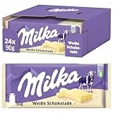 Milka Weiße Schokolade – zart-cremige Alpenmilch-Tafelschokolade im Vorratspack – 24 x 90g