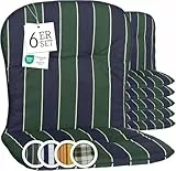 Beo Gartenstuhl-Auflagen Kos Niedriglehner 80x44 cm, 6er Set | Waschbare, UV-beständige Sitz-Kissen | Atmungsaktive Polster-Auflagen nach Öko-Tex Standard | Blau-Grün gestreift | Made in EU