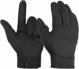 OZERO Arbeitshandschuhe Damen und Herren, Touchscreen Gartenhandschuhe mit Schafsleder Fingerspitzen, Atmungsaktive Leichte Montagehandschuhe aus Neopren und Mikrofaser-Imitat, Schwarz L
