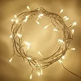 Lights4fun LED-Lichterkette | 50 LEDs Warmweiß | mit Fernbedienung & Timer | Strombetrieben | Fensterdeko Kinderzimmer Schlafzimmer | Weihnachtsbaum Deko Innen | Transparentes Kabel | Länge 4 m
