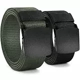 Chalier 2er Herren Gürtel Ohne Löcher Nylon Canvas Arbeitsgürtel Stufenlos Verstellbarer Stoffgürtel,Geeignet für jeden Anlass, Geschenke für Männer,Schwarz & Armee Grün