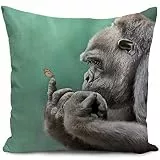 HUASHUZI Kissenbezug 40x40 cm Kissen Gorilla witzig lustig grün deko Geschenke für sofakissen kissenbezüge dekokissen couchkissen kissenhülle Sofa Schlafzimmer Wohnzimmer Zimmer zierkissen