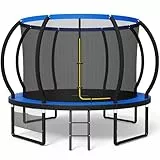 Devoko Trampolin Outdoor Ø 228/305/366/427 cm,GS-Zertifikat, Kindertrampolin Gartentrampolin mit Sicherheitsnetz, Rundes Riesentrampolin mit Leiter und Schuhbeutel