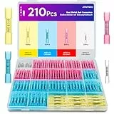 Stoßverbinder, ANVINKU 210 Stück Quetschverbinder mit Schrumpfschlauch Set, 10-26 AWG Kabelverbinder Wasserdicht Set, 4 Arten von Quetschverbinder Wasserdicht, Stossverbinder für KFZ, Boot, Marine