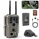 GardePro E8 2.0 Pro Wildkamera Doppelantenne WLAN mit 64GB SD Karte, 64MP H.264 4K Video Wiederaufladbare 7800mAh Akku, Mobilfunkübertragung, 30m Nachtsicht Bewegungsmelder 0,1s Trigge, IP66