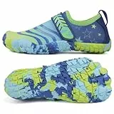 Hanani Badeschuhe Kinder Jungen Mädchen Schwimmschuhe Wasserschuhe Kinder Leichte Barfußschuhe Schnell Trocknend Strandschuhe Aquaschuhe Blaugelb EU34